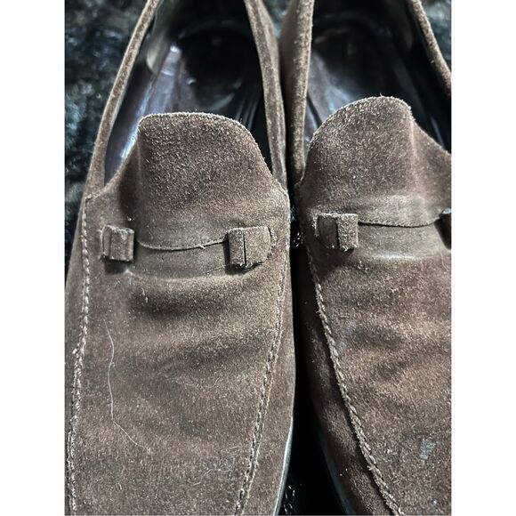 GUCCI Metal Plate Loafers Size 9.5 horse bit  Brown Suede Leather 100 0491 main image 6